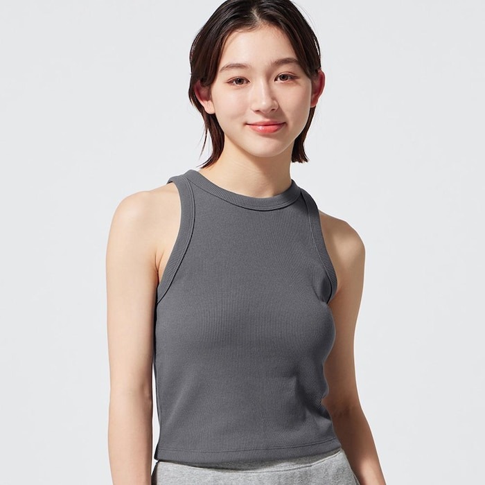 GU WOMEN AMERICAN SLEEVE TANK TOP DARK GRAY