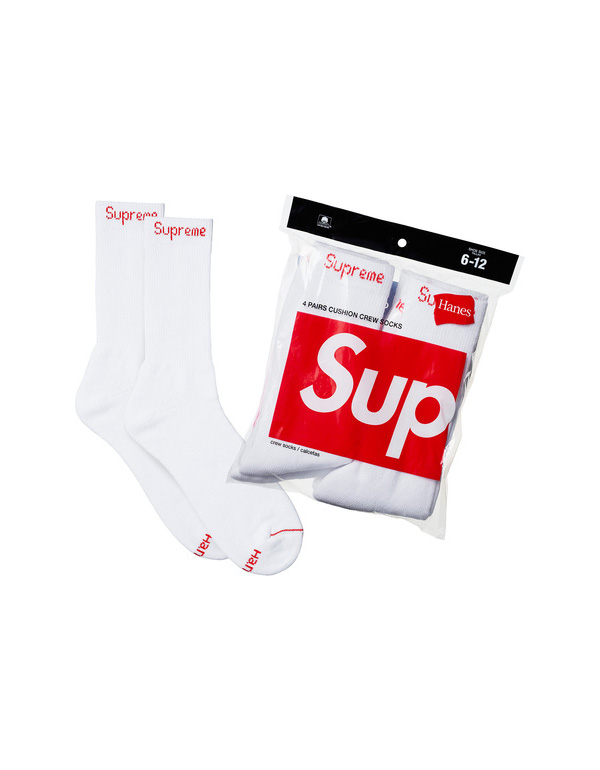 Supreme Hanes Crew Socks White (4 Pack)