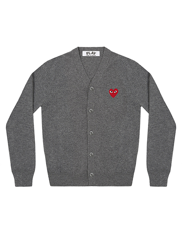 (MENS) COMME DES GARCONS PLAY RED HEART MENS CARDIGAN (GREY)