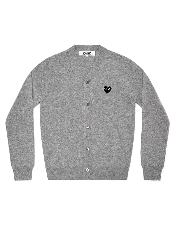 (MENS) COMME DES GARCONS PLAY BLACK HEART MENS CADIGAN (GREY)