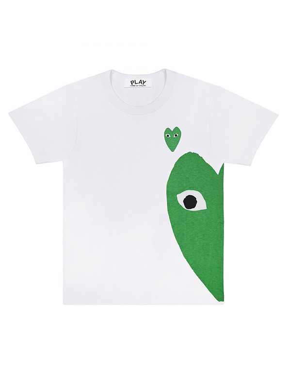 COMME DES GARCONS PLAY Half BIG GREEN HEART T-Shirt (WHITE)