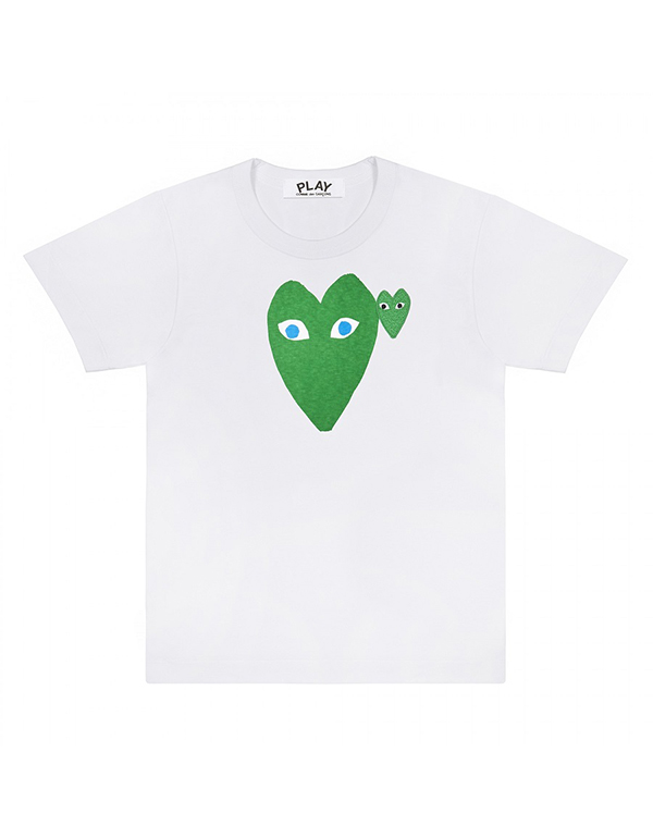 COMME DES GARCONS PLAY BIG GREEN HEART T-Shirt WITH BLUE EYES (WHITE)