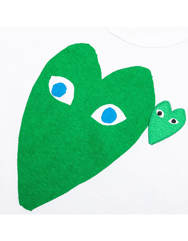 COMME DES GARCONS PLAY BIG GREEN HEART T-Shirt WITH BLUE EYES (WHITE)