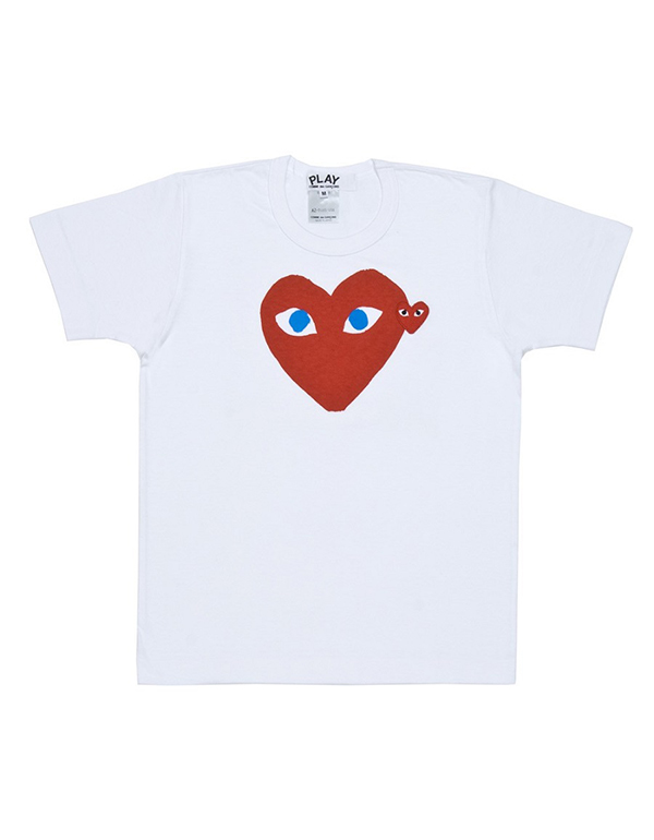 COMME DES GARCONS PLAY BIG RED HEART T-Shirt WITH BLUE EYES (WHITE)