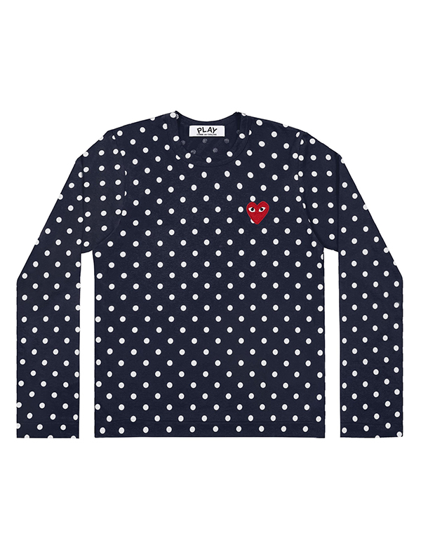 COMME DES GARCONS PLAY POLKA DOT T-Shirt (NAVY/WHITE)