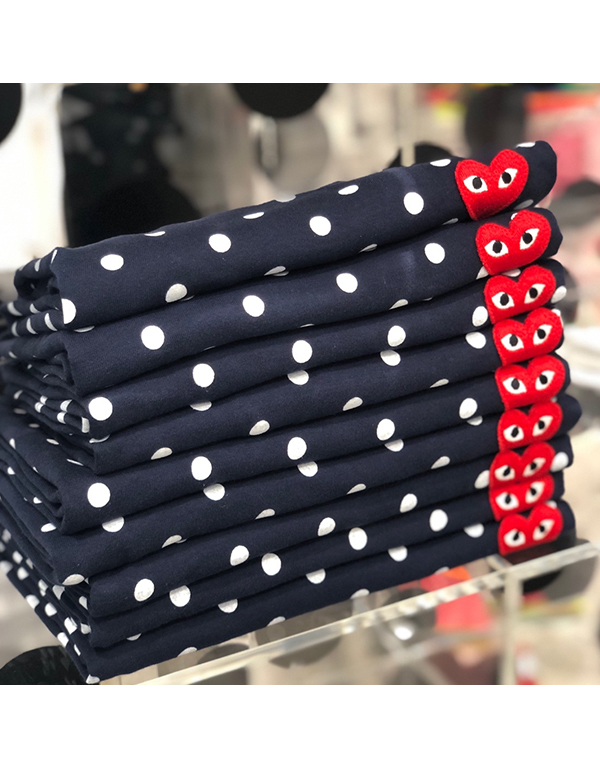 COMME DES GARCONS PLAY POLKA DOT T-Shirt (NAVY/WHITE)