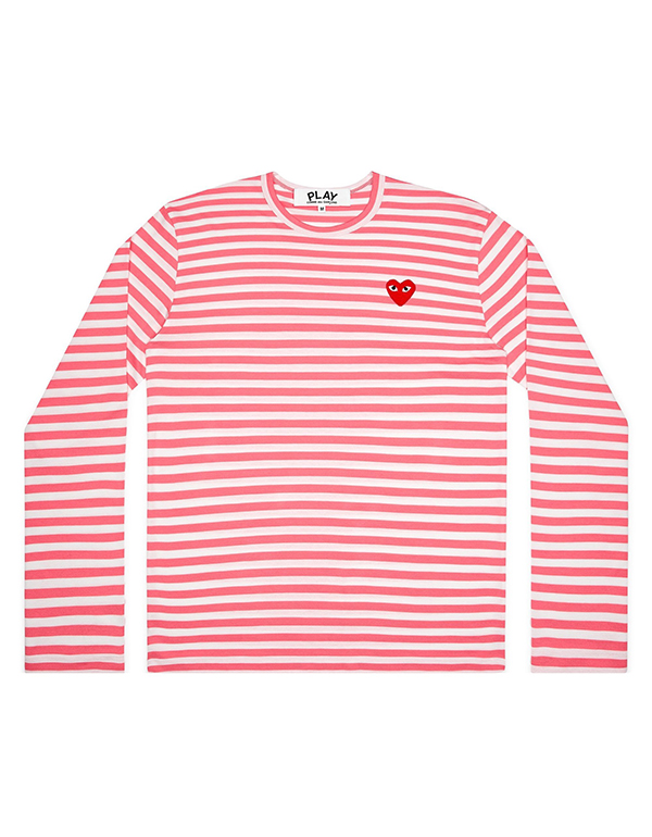 COMME DES GARCONS PLAY STRIPED T-Shirt (PINK/WHITE)