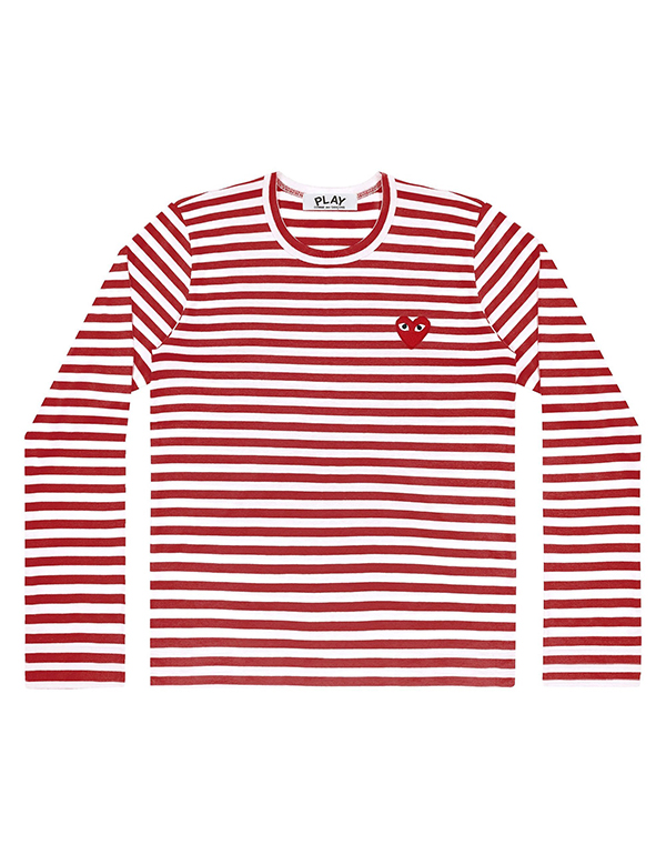 COMME DES GARCONS PLAY STRIPED T-Shirt (RED/WHITE)