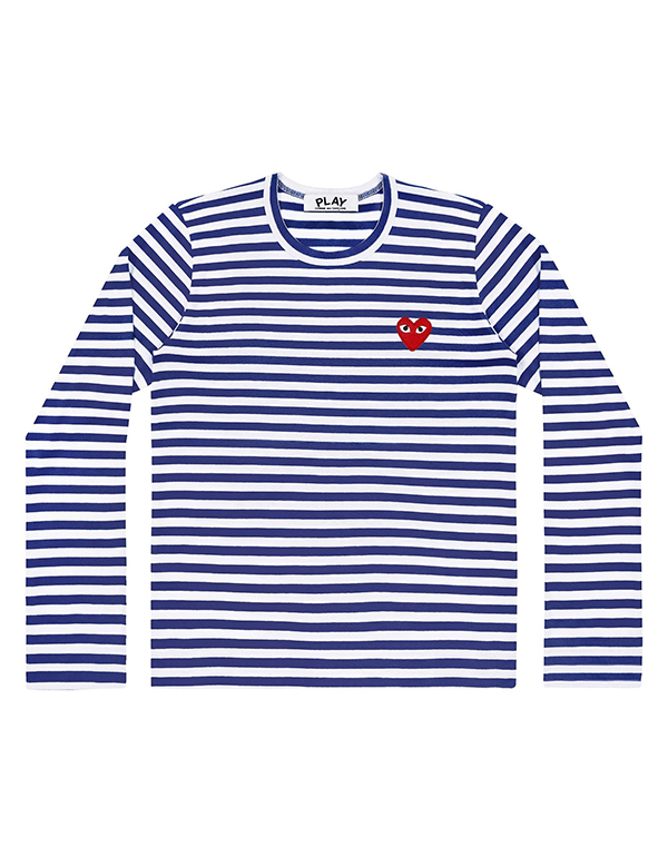 COMME DES GARCONS PLAY STRIPED T-Shirt (BLUE/WHITE)