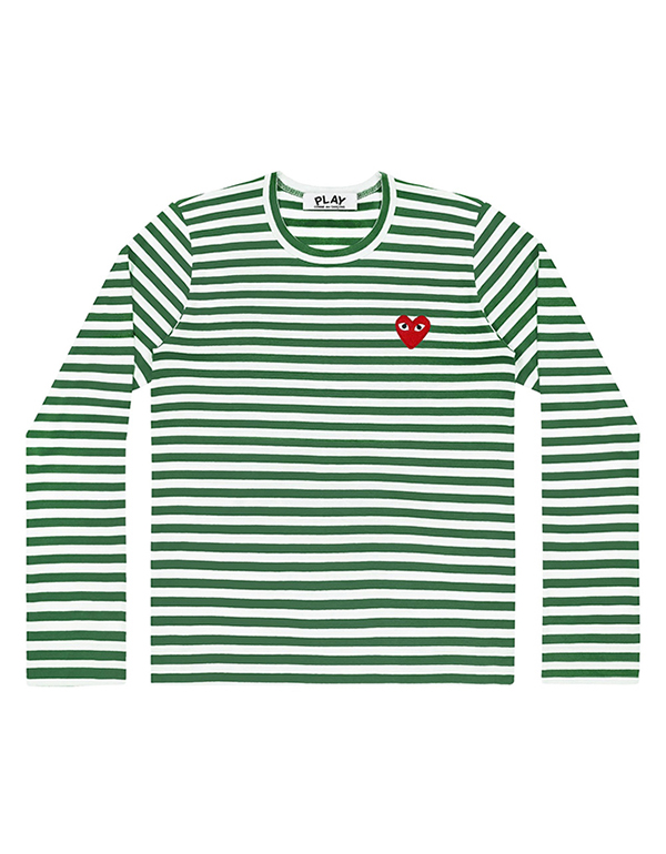 COMME DES GARCONS PLAY STRIPED T-Shirt (GREEN/WHITE)