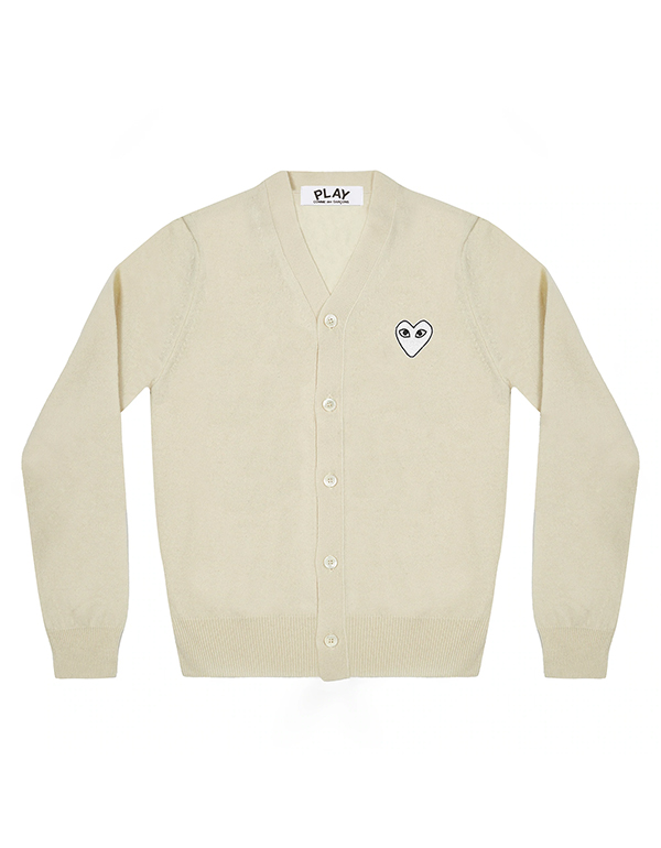 (MENS) COMME DES GARCONS PLAY WHITE HEART MENS CADIGAN (NATURAL)