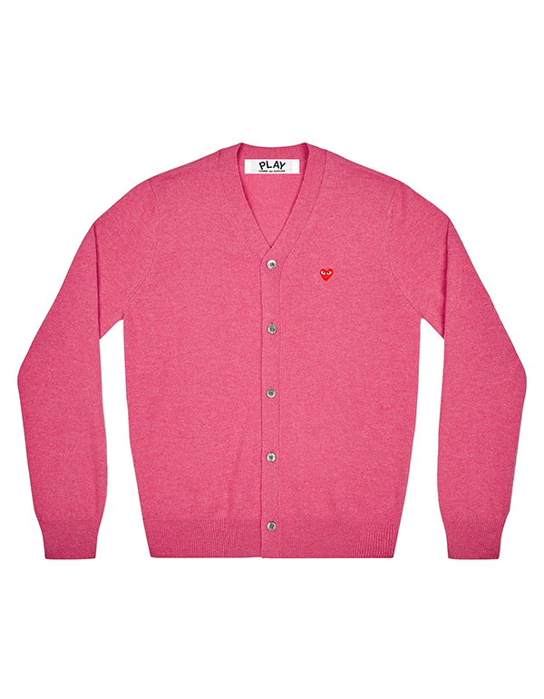 (MENS) COMME DES GARCONS PLAY RED MINI HEART MENS CADIGAN (PINK)