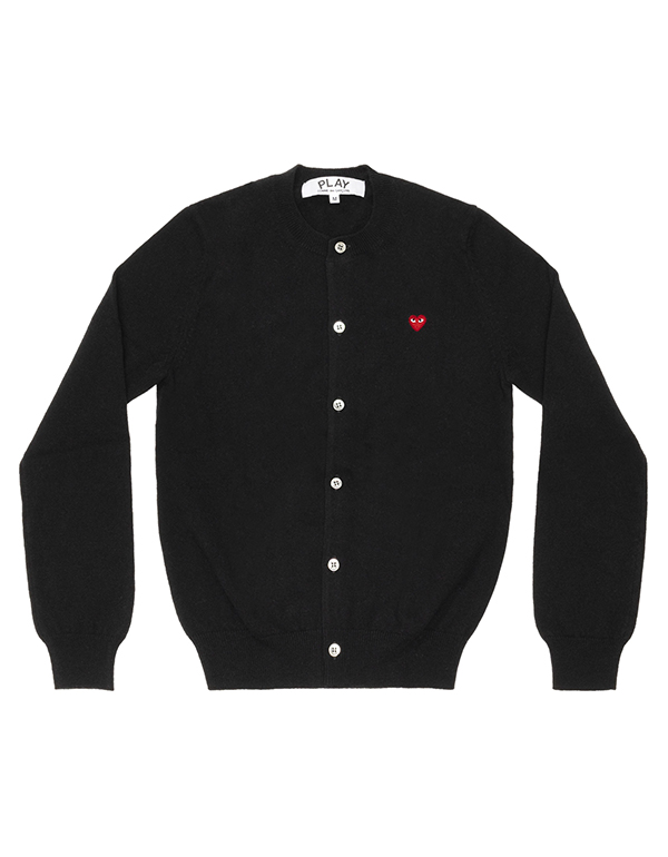 (MENS) COMME DES GARCONS PLAY RED MINI HEART MENS CADIGAN (BLACK)