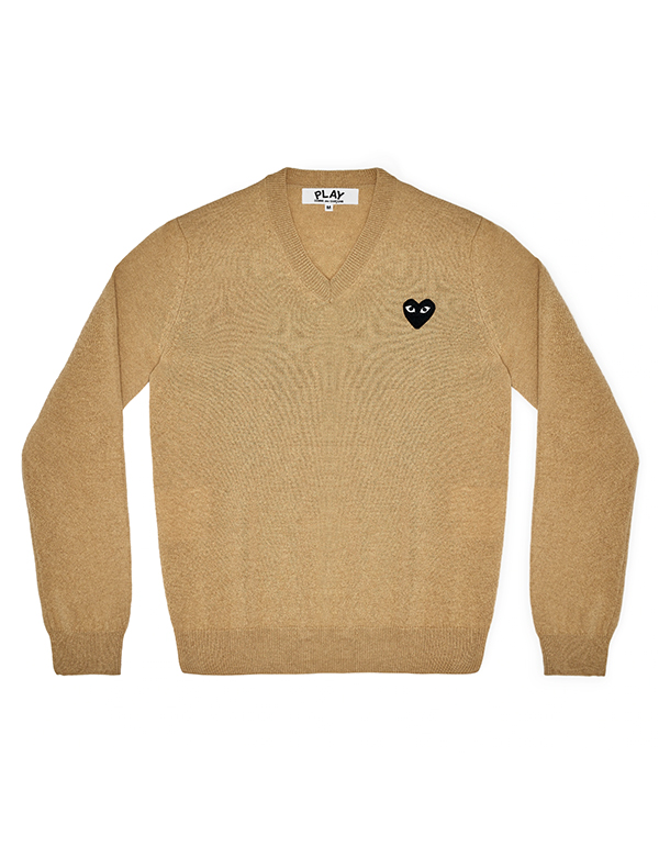 (MENS) COMME DES GARCONS PLAY BLACK HEART KNIT (BEIGE)