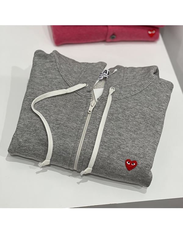 COMME DES GARCONS PLAY RED MINI HEART HOODIE (GREY)