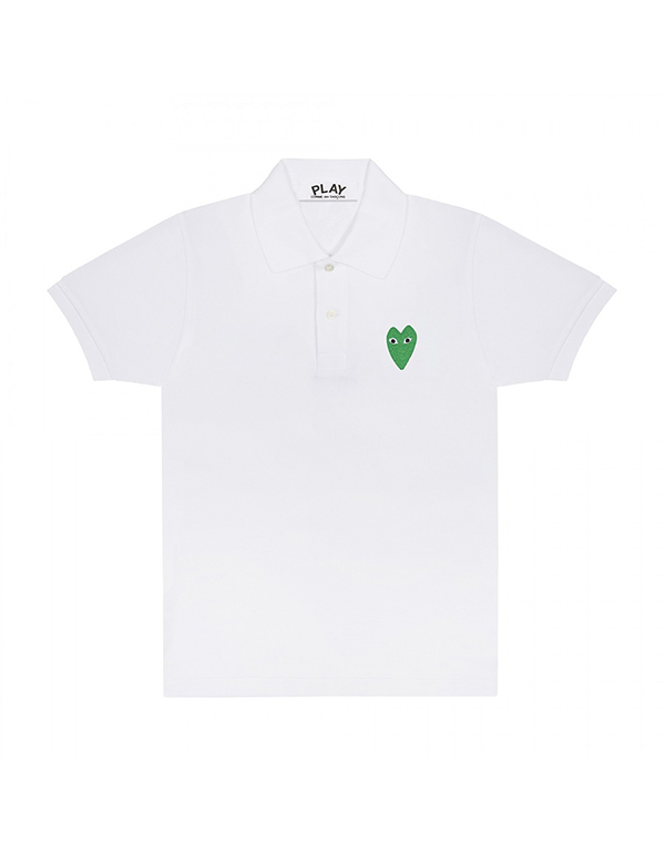 COMME DES GARCONS PLAY GREEN HEART POLO SHIRT (WHITE)