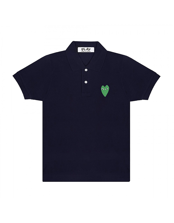 COMME DES GARCONS PLAY GREEN HEART POLO SHIRT (NAVY)