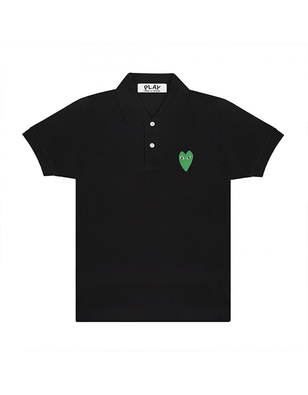 COMME DES GARCONS PLAY GREEN HEART POLO SHIRT (BLACK)