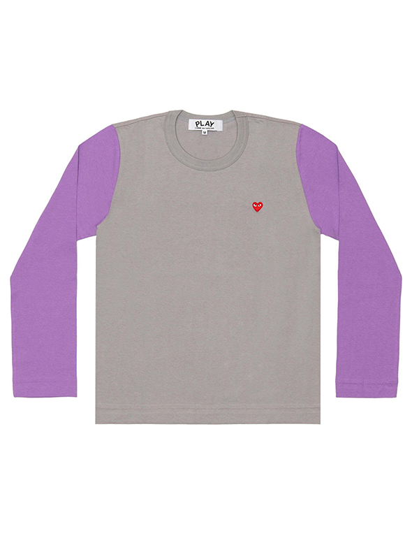 COMME DES GARCONS PLAY RED MINI HEART COLOURED L/S T-Shirt (GRAY X PURPLE)