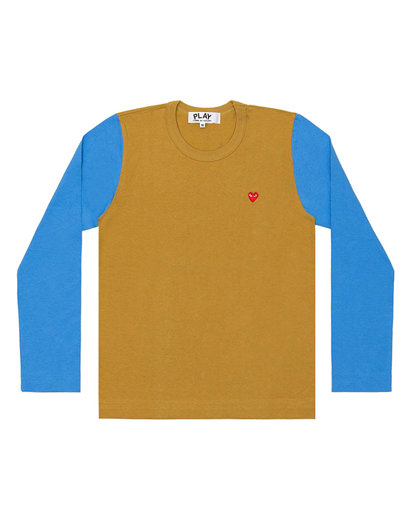 COMME DES GARCONS PLAY RED MINI HEART COLOURED L/S T-Shirt (OLIVE X BLUE)