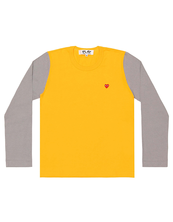 COMME DES GARCONS PLAY RED MINI HEART COLOURED L/S T-Shirt (YELLOW X GRAY)