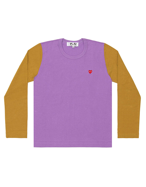 COMME DES GARCONS PLAY RED MINI HEART COLOURED L/S T-Shirt (PURPLE X OLIVE)