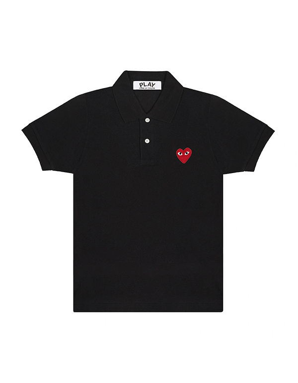 COMME DES GARCONS PLAY RED HEART POLO SHIRT (BLACK)
