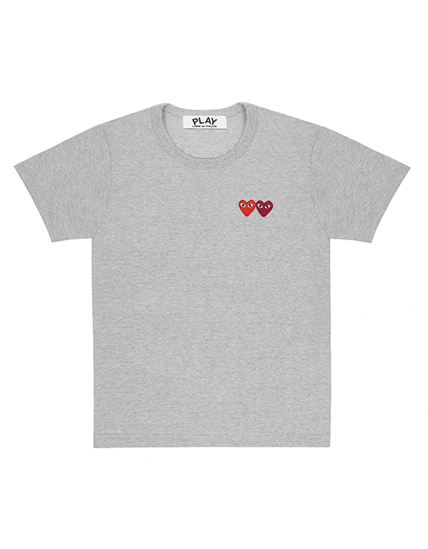 COMME DES GARCONS PLAY DOUBLE HEART MUJI T-Shirt (GREY)