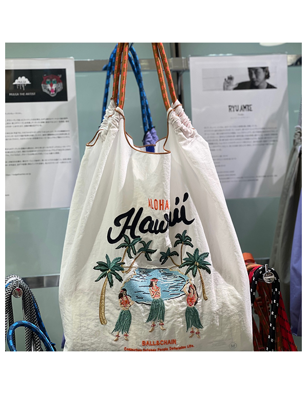 (M) Ball & Chain Eco Bag Medium Hawaii White