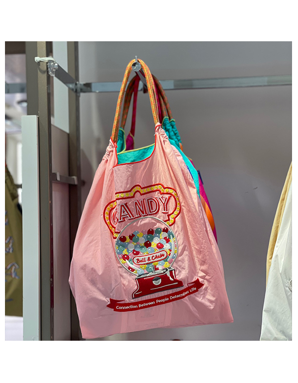 (M) Ball & Chain Eco Bag Medium Candy Pink