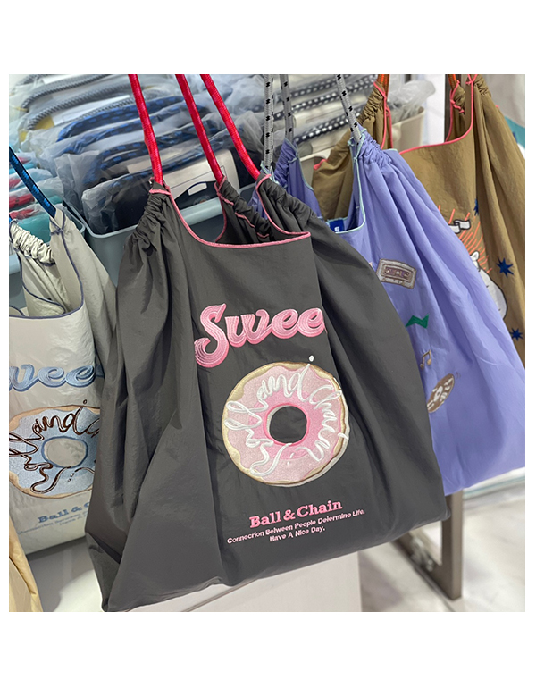 (L) Ball & Chain Eco Bag Large Sweet Doughnut Charcoal