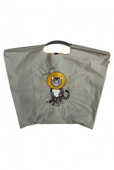 (L) Ball & Chain Eco Bag Large Cat & Bird Light Grey