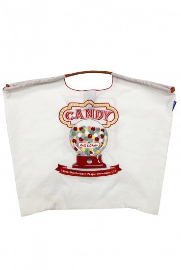 (L) Ball & Chain Eco Bag Large Candy White