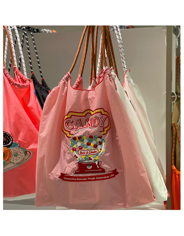 (L) Ball & Chain Eco Bag Large Candy Pink