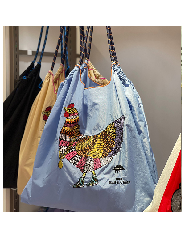 (L) Ball & Chain Eco Bag Large Chicken Lavender