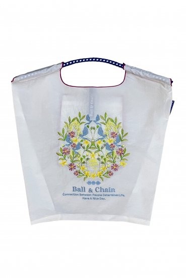 (M) Ball & Chain Eco Bag Medium Flower White
