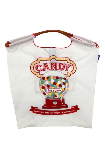 (M) Ball & Chain Eco Bag Medium Candy White