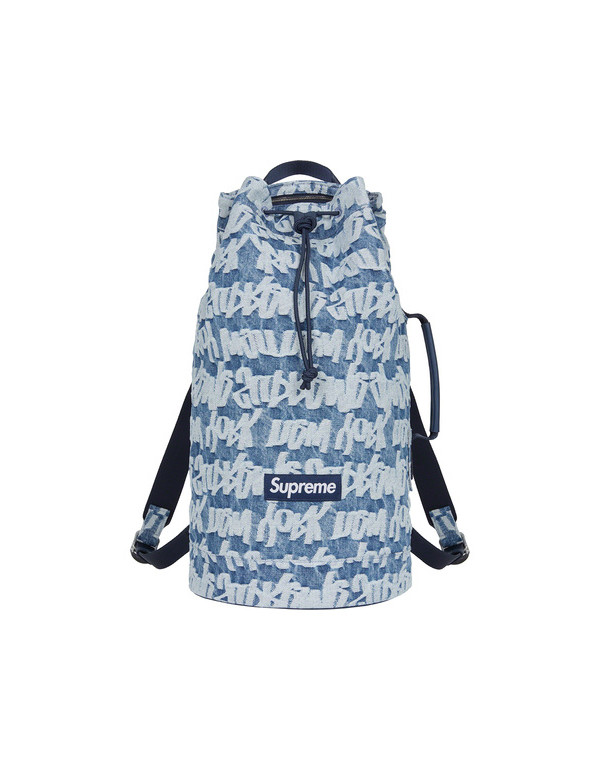 Supreme Fat Tip Jacquard Denim Backpack In Blue