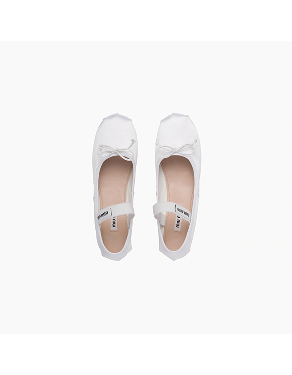 MIUMIU SATIN BALLERINAS WHITE