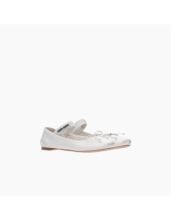 MIUMIU SATIN BALLERINAS WHITE