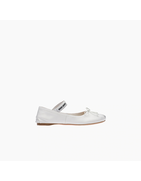 MIUMIU SATIN BALLERINAS WHITE