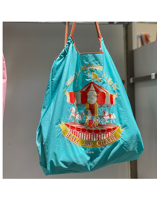 (M) Ball & Chain Eco Bag Medium merry go round Light Blue