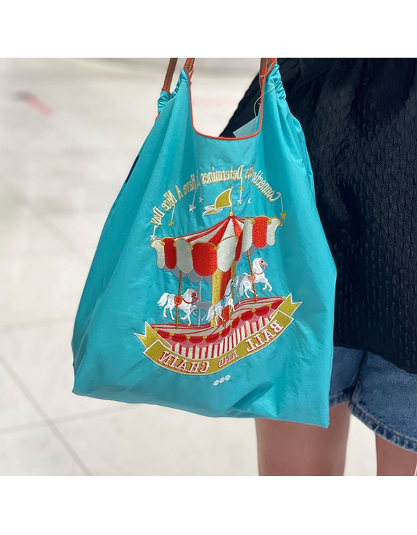 (M) Ball & Chain Eco Bag Medium merry go round Light Blue