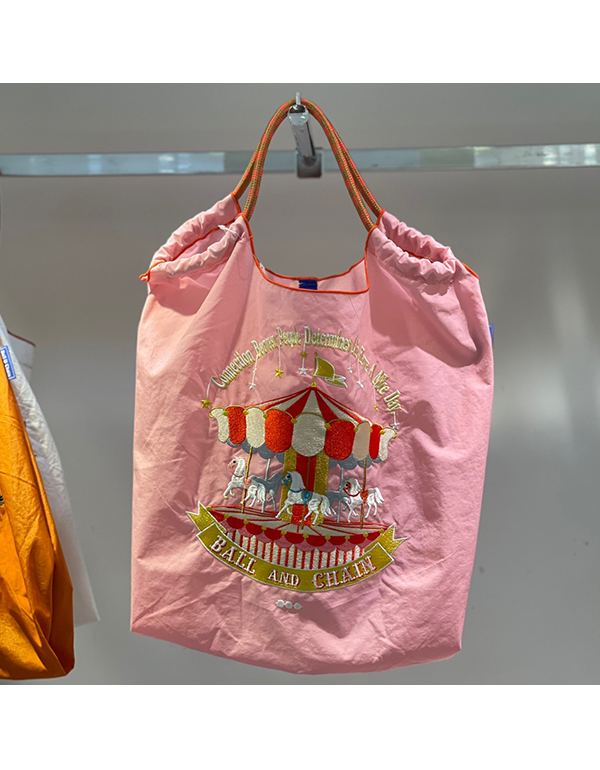 (M) Ball & Chain Eco Bag Medium merry go round Pink