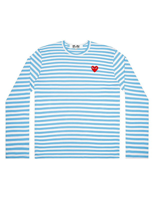 COMME DES GARCONS PLAY STRIPED T-Shirt (LIGHT BLUE/WHITE)