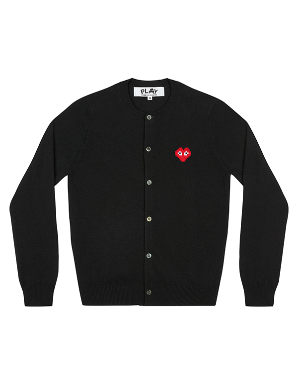 (WOMENS) COMME DES GARCONS PLAY INVADER LADIES CARDIGAN (BLACK)