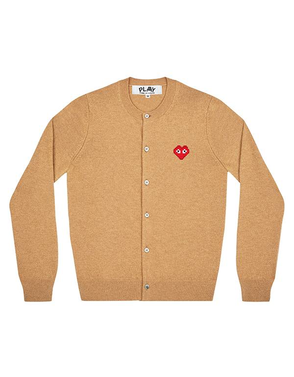 (WOMENS) COMME DES GARCONS PLAY INVADER LADIES CARDIGAN (CAMEL)