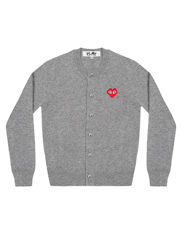(WOMENS) COMME DES GARCONS PLAY INVADER LADIES CARDIGAN (GREY)