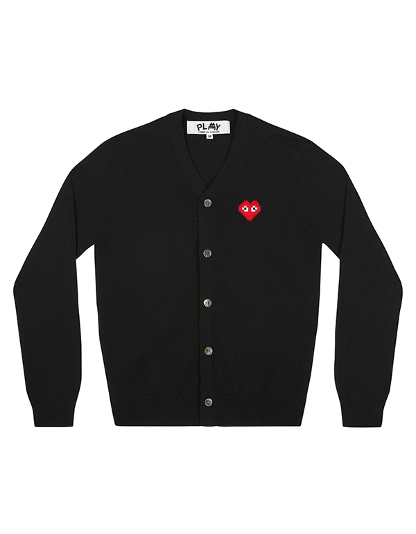 (MENS) COMME DES GARCONS PLAY INVADER MENS CARDIGAN (BLACK)