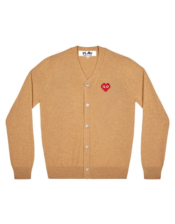 (MENS) COMME DES GARCONS PLAY INVADER MENS CARDIGAN (CAMEL)